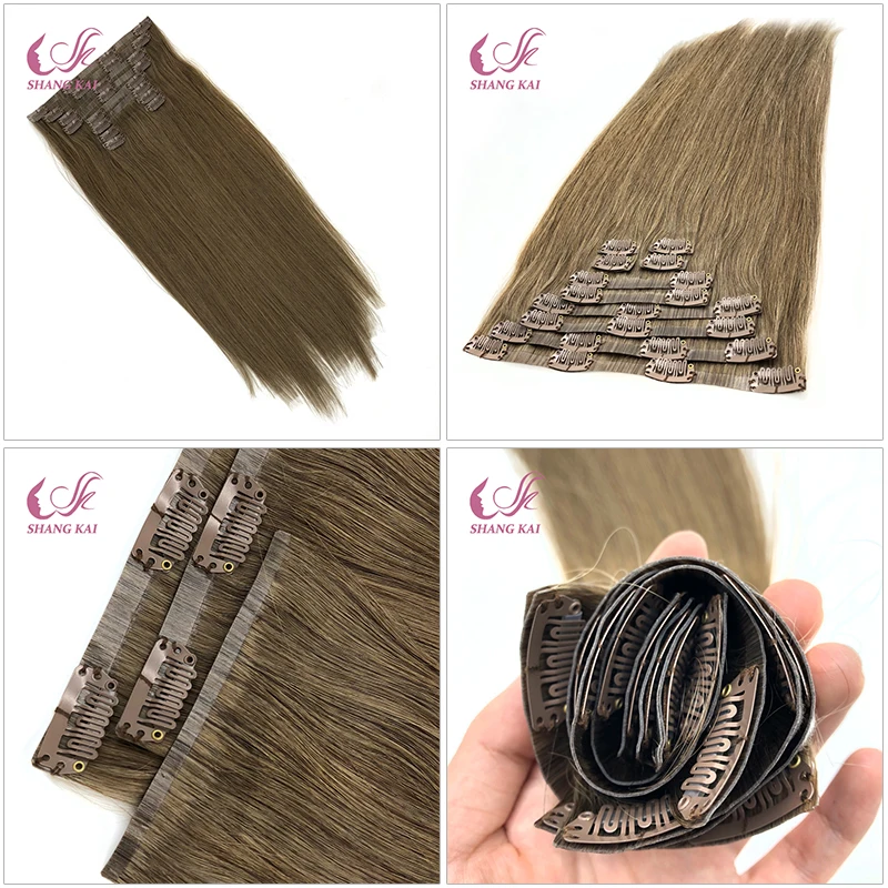 Factory Best Double Drawn 100% Human hair extensions invisible pu seamless clip in hair extension