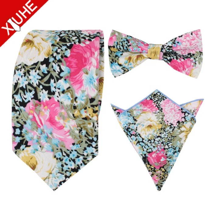 Новейший цветочный 100% хлопковый индивидуальный тонкий шейный галстук подарочный набор для
