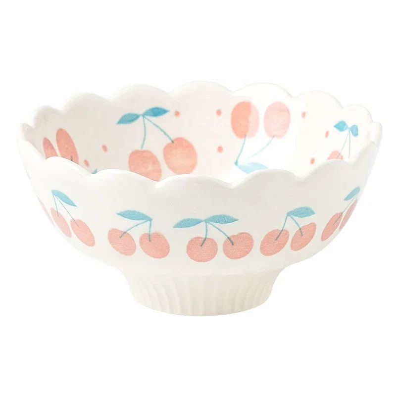 Cute And Creative Ceramic Yogurt Dessert Fruit Salad Bowl Ice Cream Porcelain Bowl For Daily Use With Flower Shape