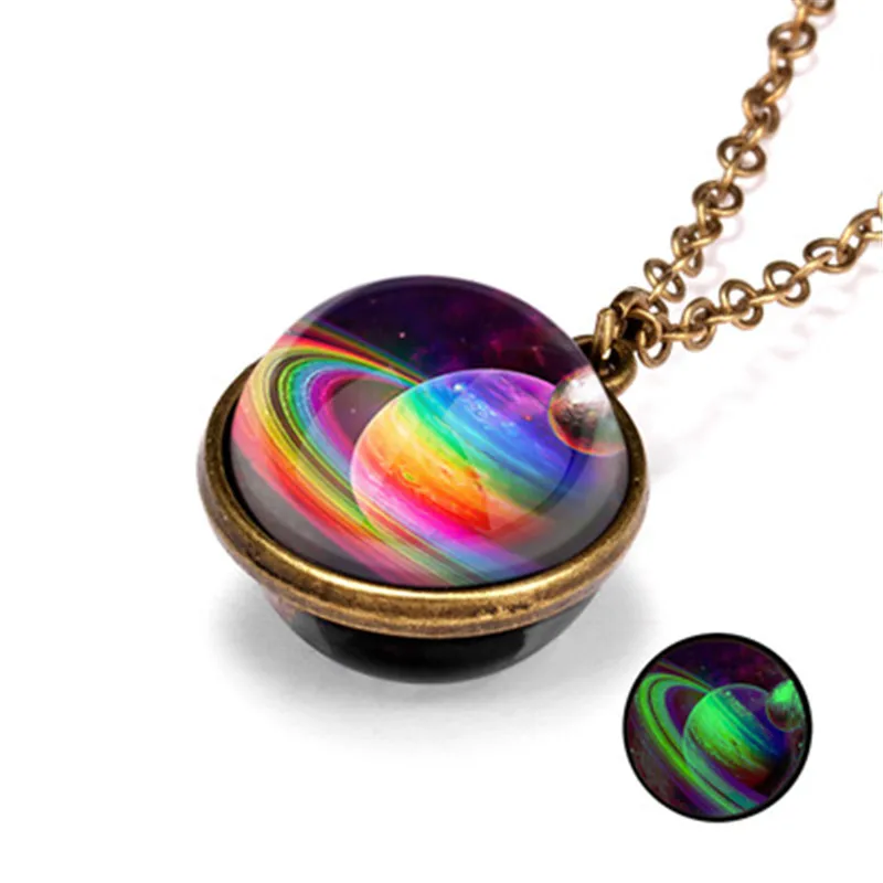 2019 New Nebula Galaxy Double Sided Pendant Necklace Universe Planet Jewelry Glass Art Picture Handmade Necklace R0776
