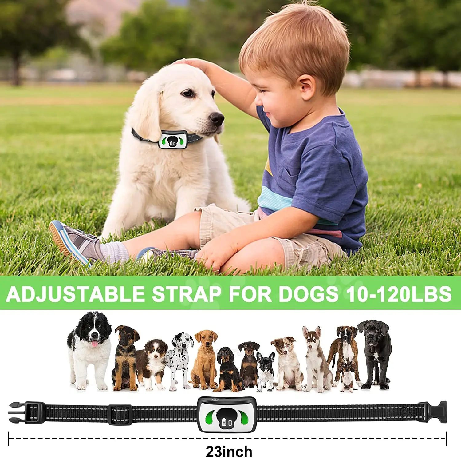 Dog Care Waterproof Adjustable Anti Bark Collar For Dogs Electronic Bark Control Remote Dog Training  Collar No Shock