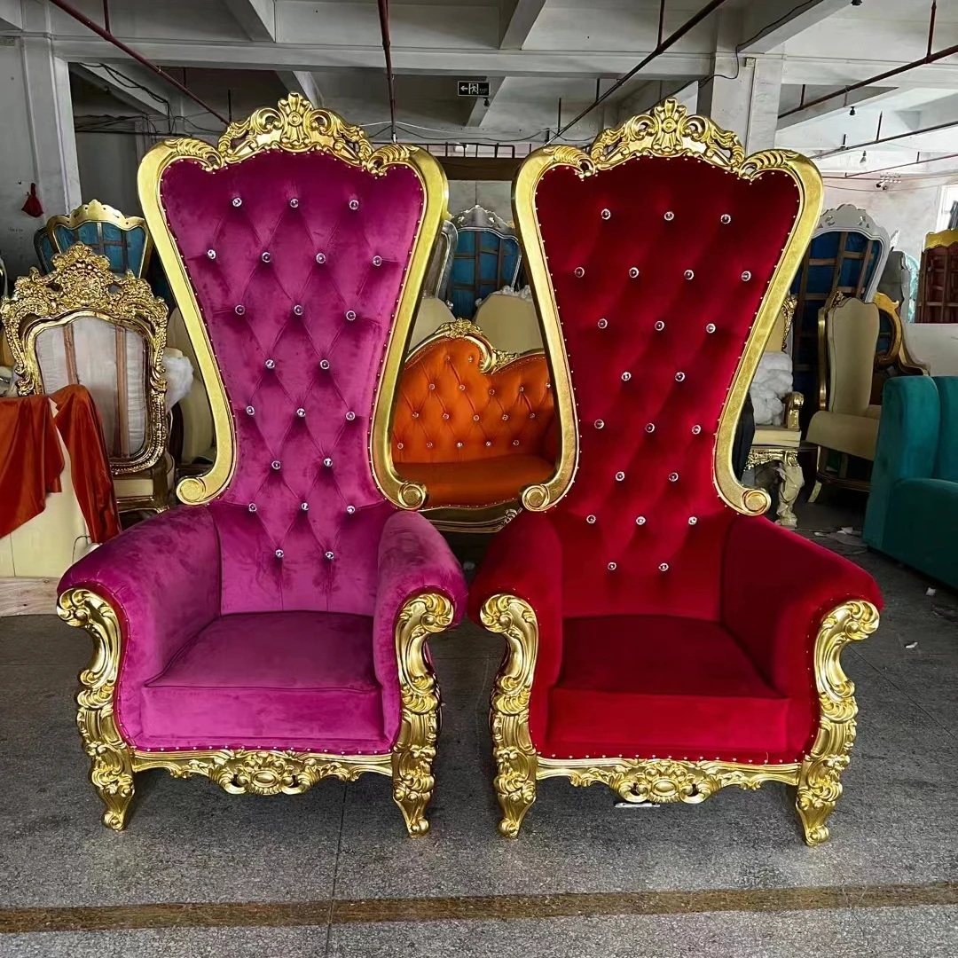 wholesale wedding high back throne chair for event velvet gold chairs