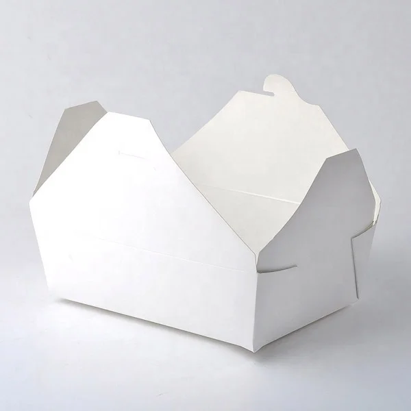 Take Out Food Container white Paper Food To Go Box Leak Grease Resistant Disposable Cardboard Lunch Box for Catering