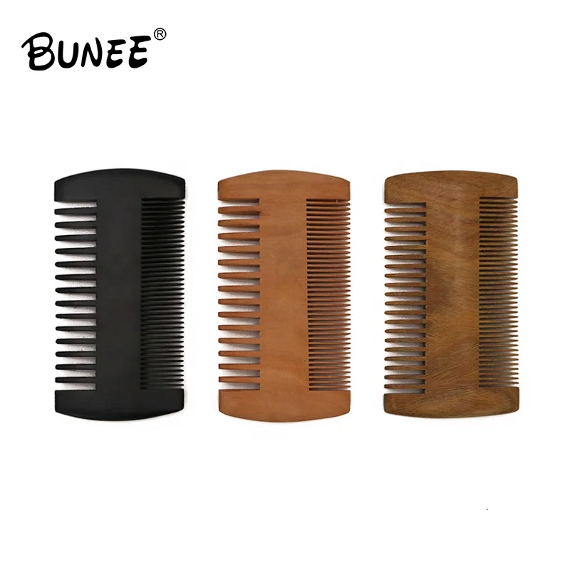 DOOISEK in STOCK Best Quality Mens Private Label Black Double-sided Pear Wood Custom Beard Comb for Sale