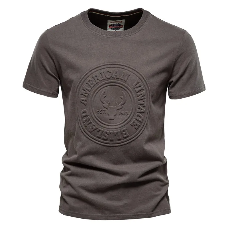 Loose fit  Wholesale OEM Custom Fashion Embossed Tee shirt 100% Cotton Embossed T Shirt