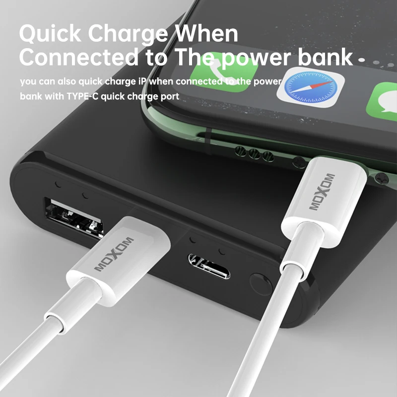 MOXOM Charger Data Usb Type-C Cable 28w PD Fast Charging Cable For IPhone 11 Pro Max