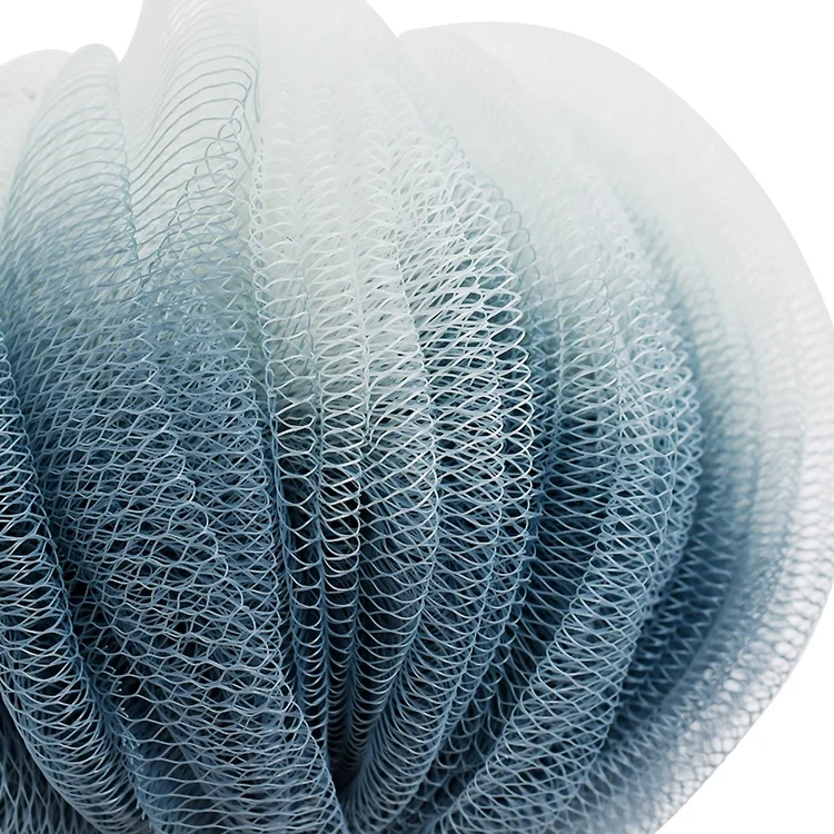
New arrival Gradient 2 colors Eco-friendly Pumpkin Shaped PE Mesh Bath and Body Shower Sponge 