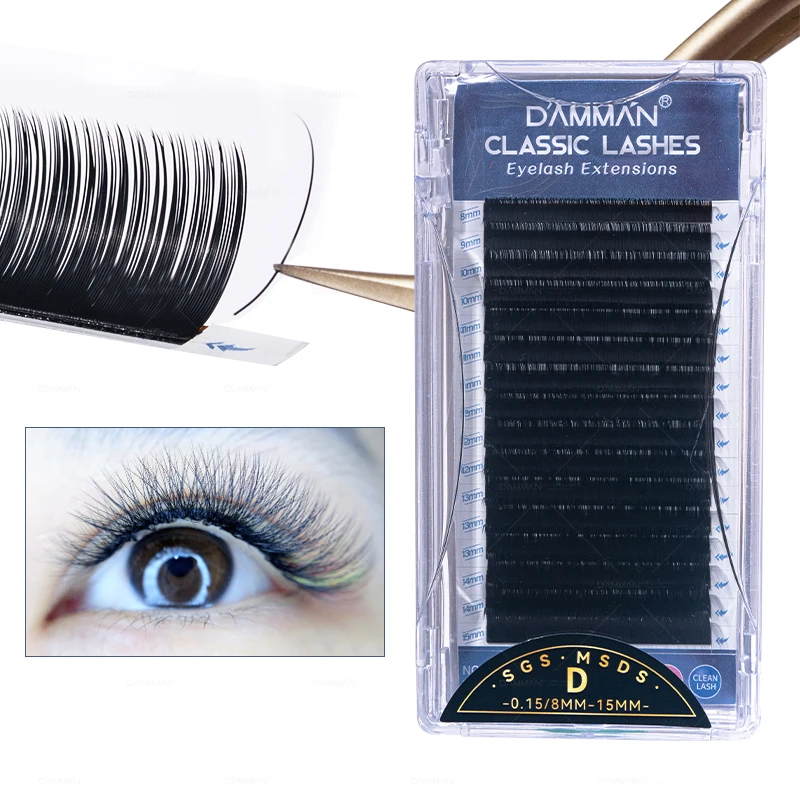 2024 NEW Style DAMMAN Classic Eyelashes C D Curl Mink Eyelashes Custom Faux Mink Lash Extensions Matte Black Eyelash