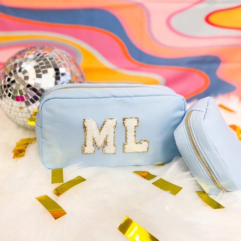 In stock hot selling white letter DIY bag iron on chenille patches