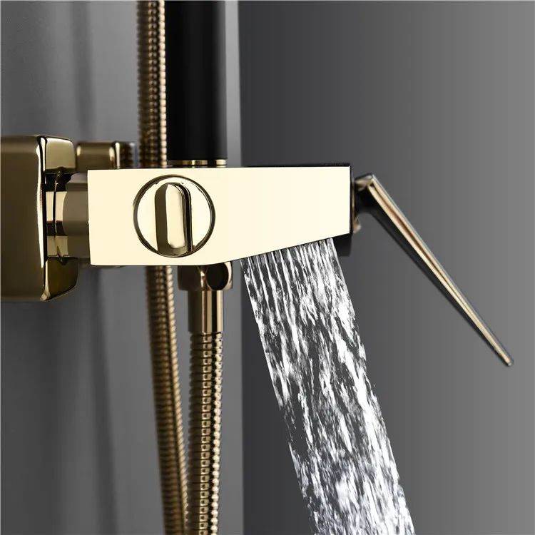 Высококачественный роскошный набор для ванной комнаты, настенный душ черного и золотого цвета, латунный дождевой Душ