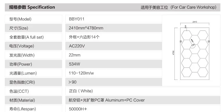 2022 Manufacturer waterproof car wash LED Hexagonal Light garage light led garage ceiling light