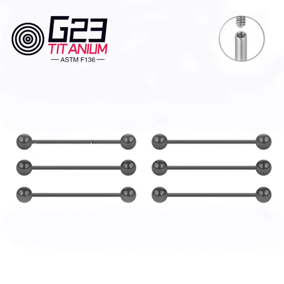 ASTM F136 Titanium Silver Gold Cartilage Tragus Helix Conch Pierced Industrial Barbell Ear Piercing Jewelry