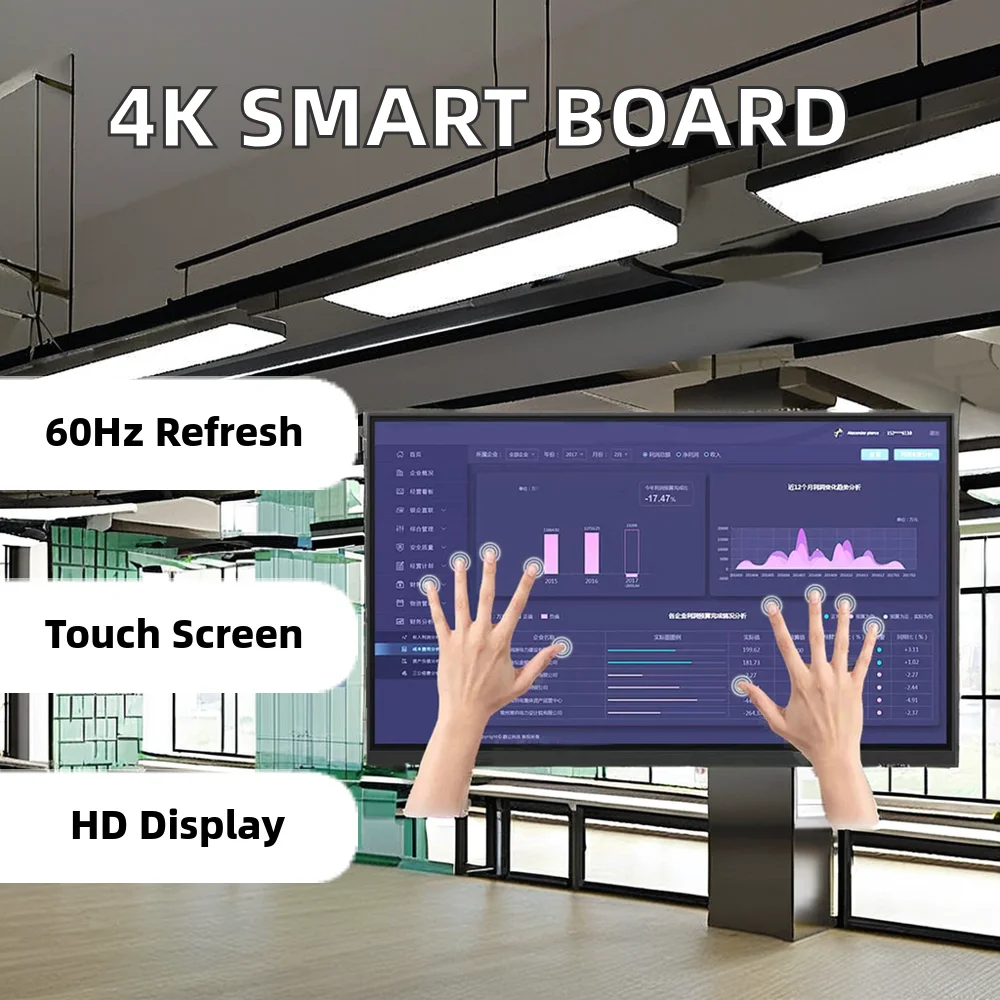 Interactive 75 Inch Smart Board 4K Display LCD Digital Whiteboard with 65/55/86 Inch Interactive Flat Panel OEM Supplier