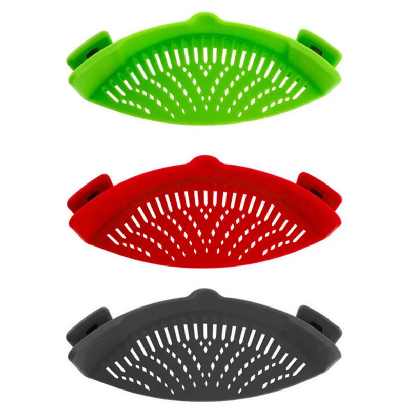 Heat Resistant Silicone Strainer Snap Clip On Pot Food Strainer For Pans Bowls