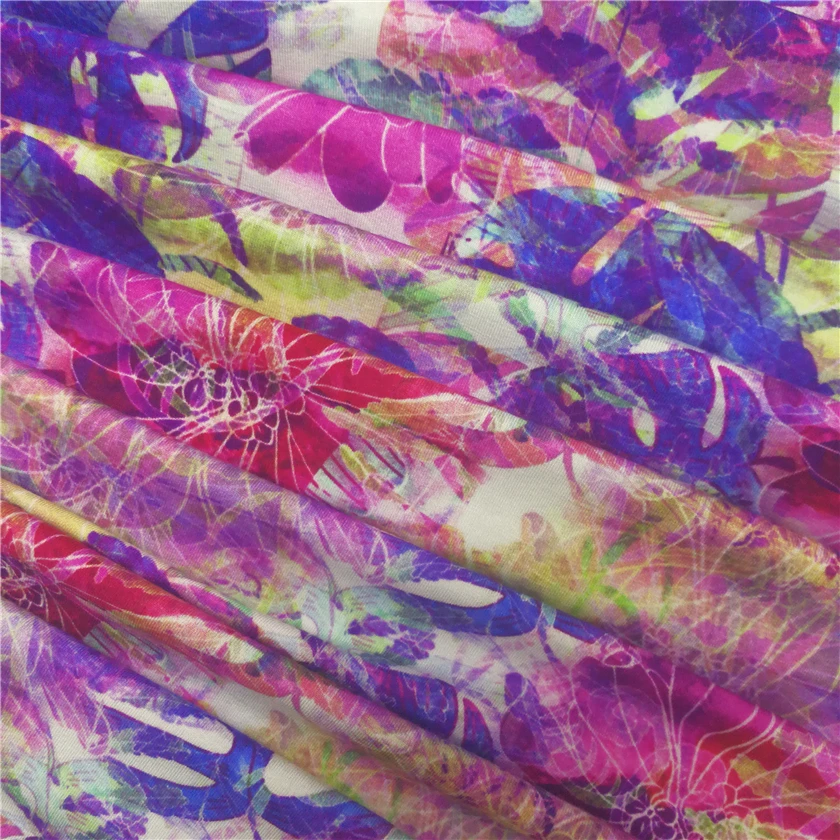 Трикотажная ткань с цветочным рисунком на заказ, ткань из бамбука и спандекса с принтом, 95/5 бамбуковый спандекс