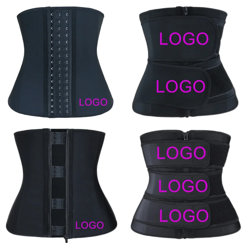 Custom Logo Two Straps Double Belts Neoprene Latex Women Plus Size Waist Trainer Zipper Private Label