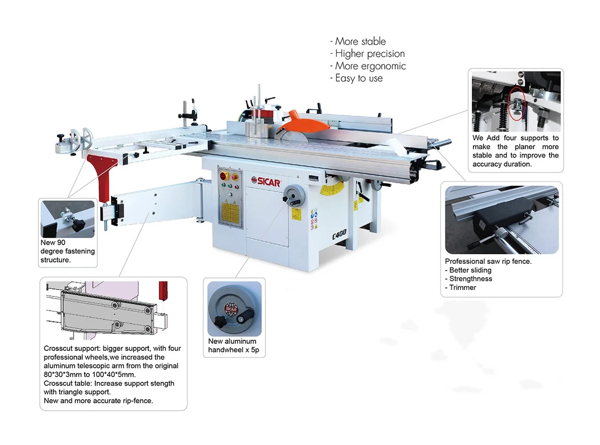 C400 Multifunctional wood Planner Thicknesser Woodworking Combination Machine