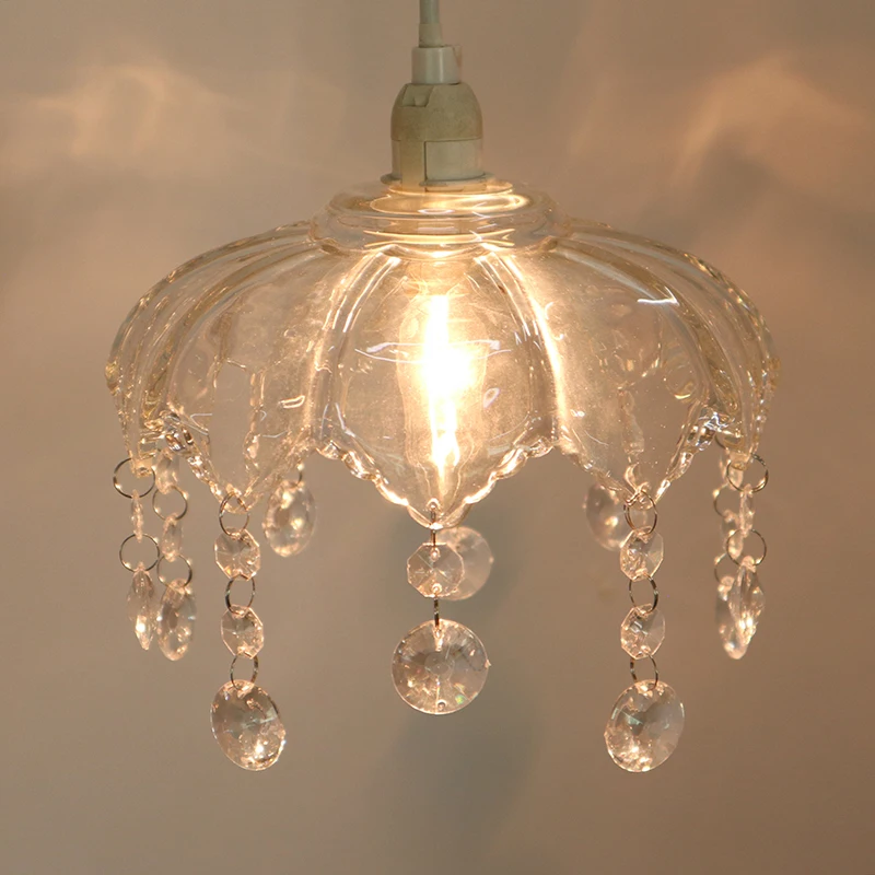 Nordic Modern Style Chandelier Shade Bead Pendant Light Cover Flower Shape Clear Glass Lamp Shade