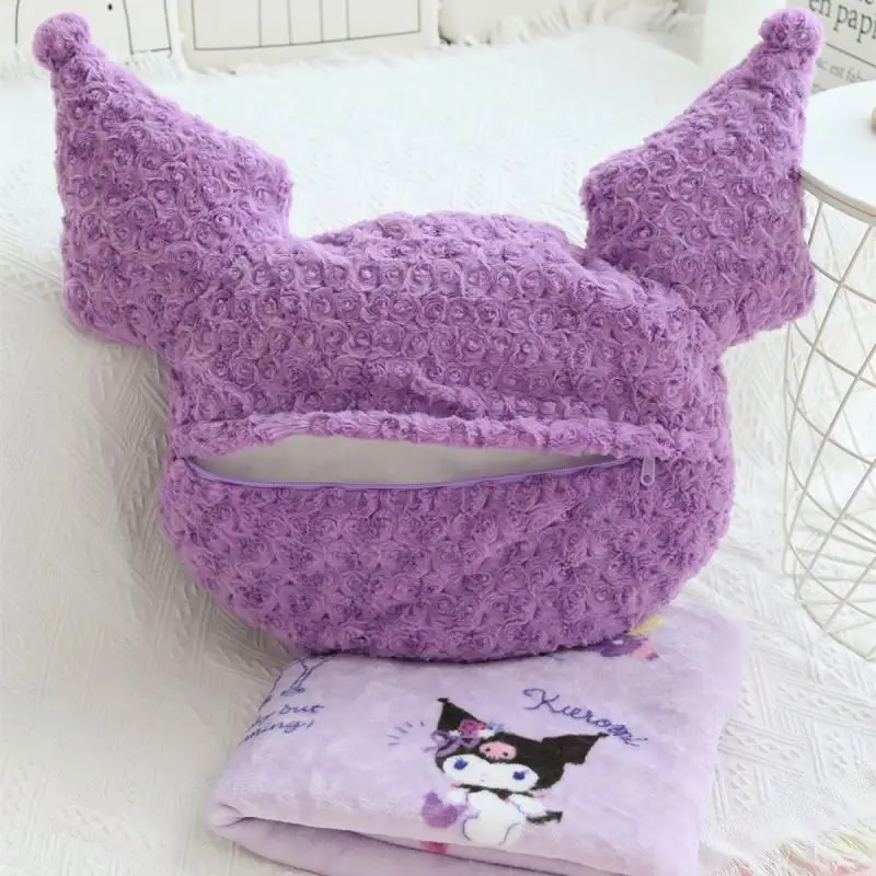 New Cute Plush Cartoon Cushion Blanket Sanrio Plush Toy Anime Figure Kuromi Plush Stuffed Pillow Blanket wholesale sanrio pillow
