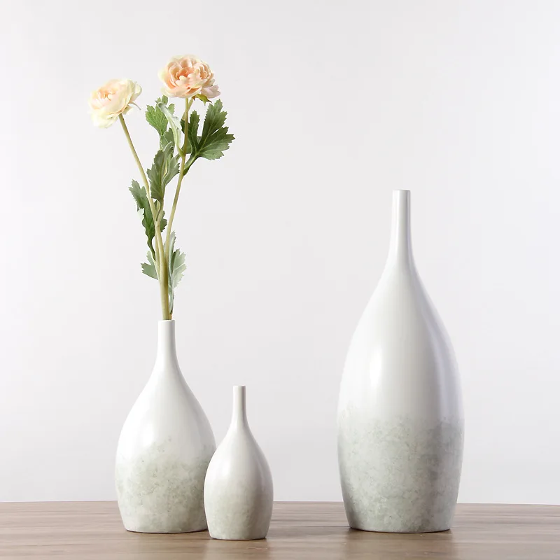 Simple ceramic vase decoration Simple living room model room Nordic style light green ins flower dried flower flower arrangement