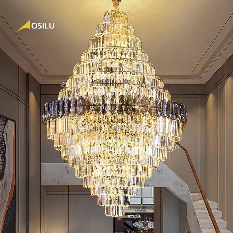Factory supply luxury hotel custom colorful modern big project chandelier pendant light