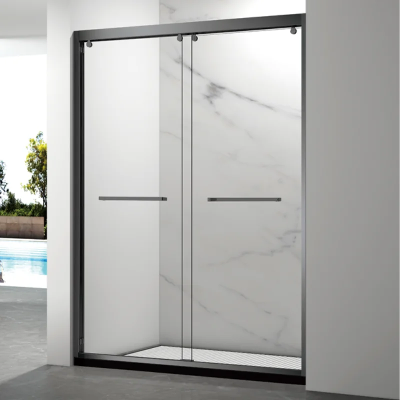 Дешевая черная Раздвижная стеклянная дверь из нержавеющей стали