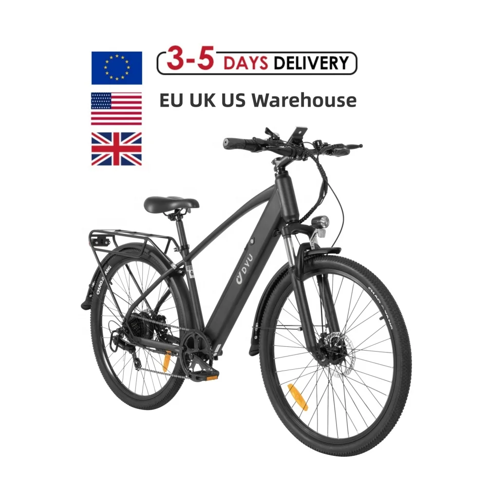 DYU C5 27.5 Inch Integrated battery Electric City Bike road Bicycle EBike Aluminum alloy full suspension electric mountain bike
