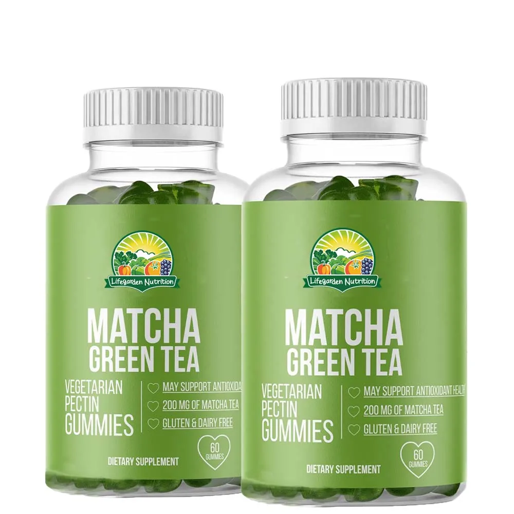 Custom Logo Shape Dietary Supplement Vitamin Nutrition Metabolism booster Matcha Green Tea Gummy