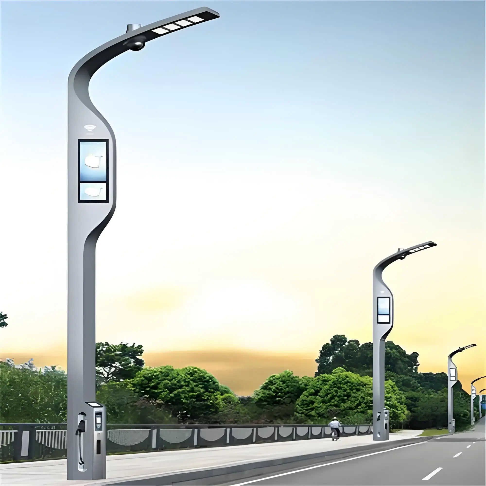 Outdoor Waterproof Smart City Street Light HD Monitoring Screen Display Remote Control