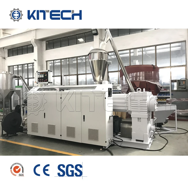 300-1200KGH PVC Conical Twin Screw Extruder Plastic Granulators