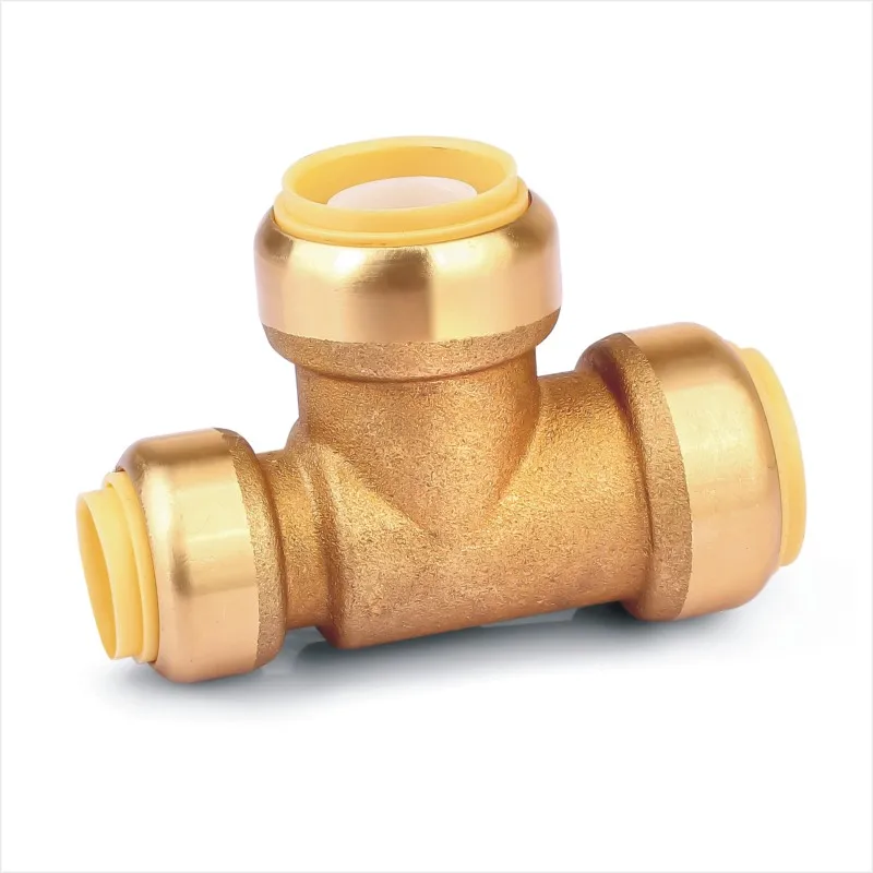 1' x 3/4' Reducing Tee Coupling Push to Connect Brass Plumbing Fitting for PEX Pipe