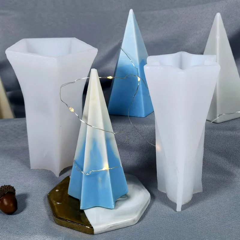AO1007 Pyramid candle silicone molds DIY geometric cone INS wind scented candles mold