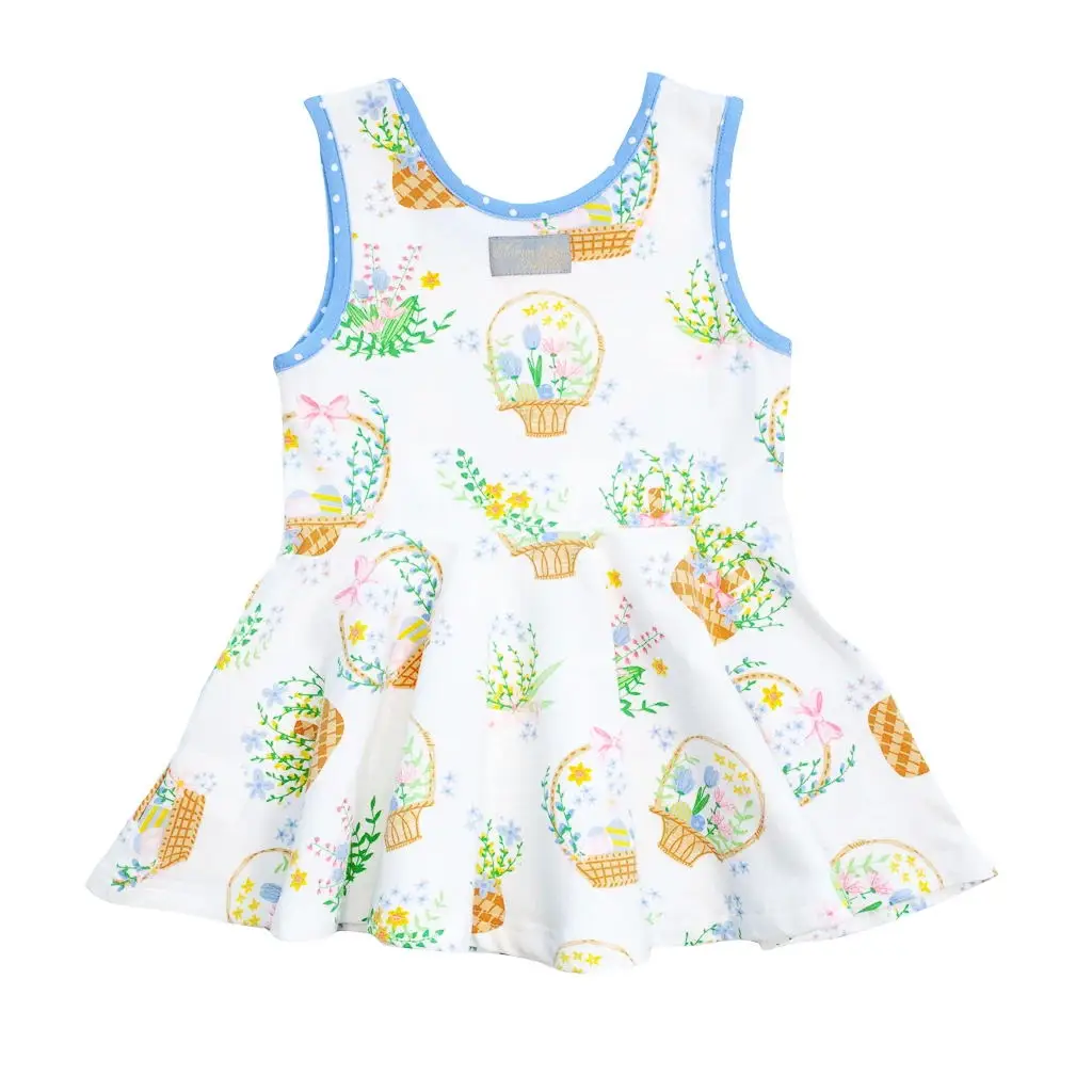 latest Easter day girl outfits bunny printing frock dress and ruffle pants best selling baby clothing set