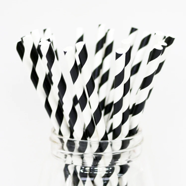 Wholesale Price Striped Paper Drinking Straws For Party Favors Supplies