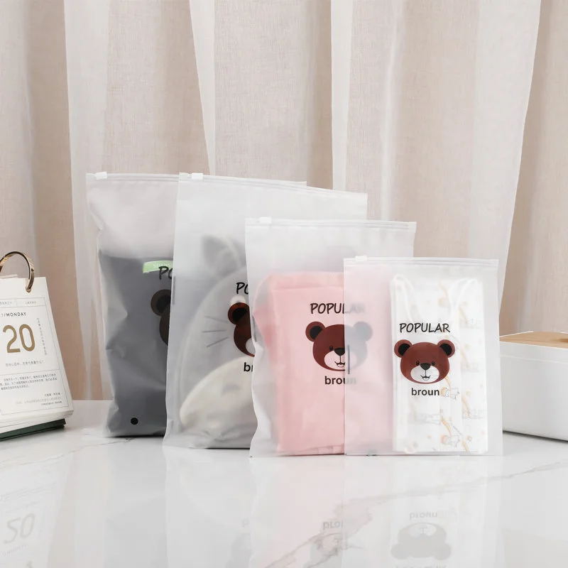 OEM sealing frosted zipper bag for clothing Custom printed logo clothes packing bag Slider zip lock packaging plastic bags