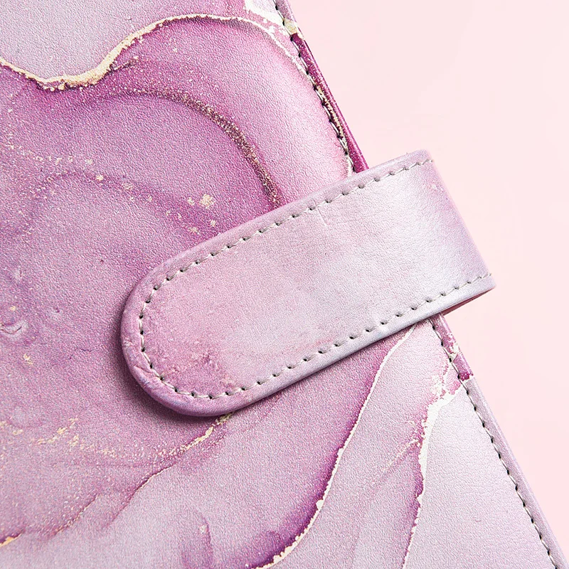 A5 A6 Metal Corns Loose Leaf Notebooks Ring Pu A6 Leather Six Ring Binder With Card Holder