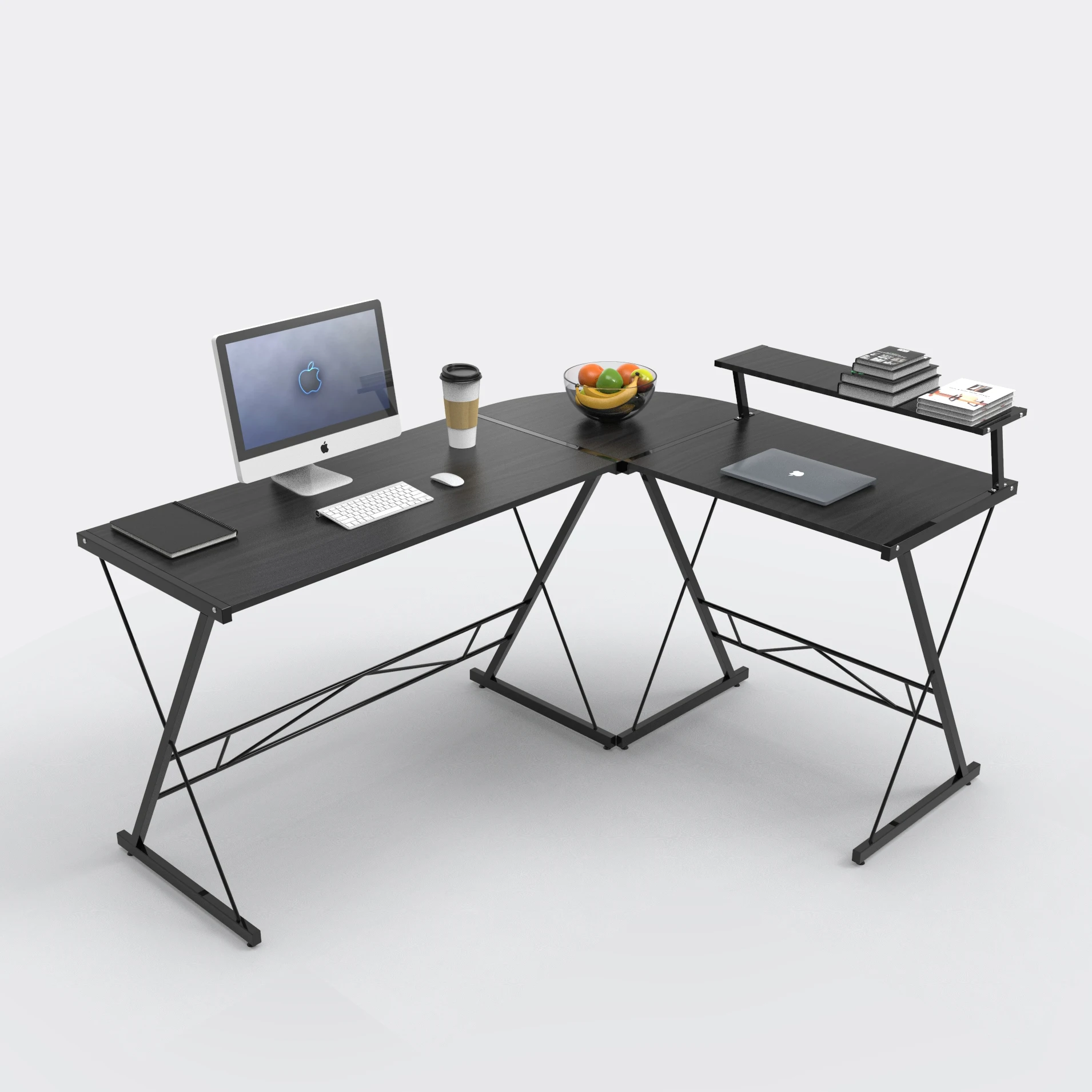 Директорский персонал из закаленного стекла стол поликарбоната современный менеджера L-образный компьютерный оптовая