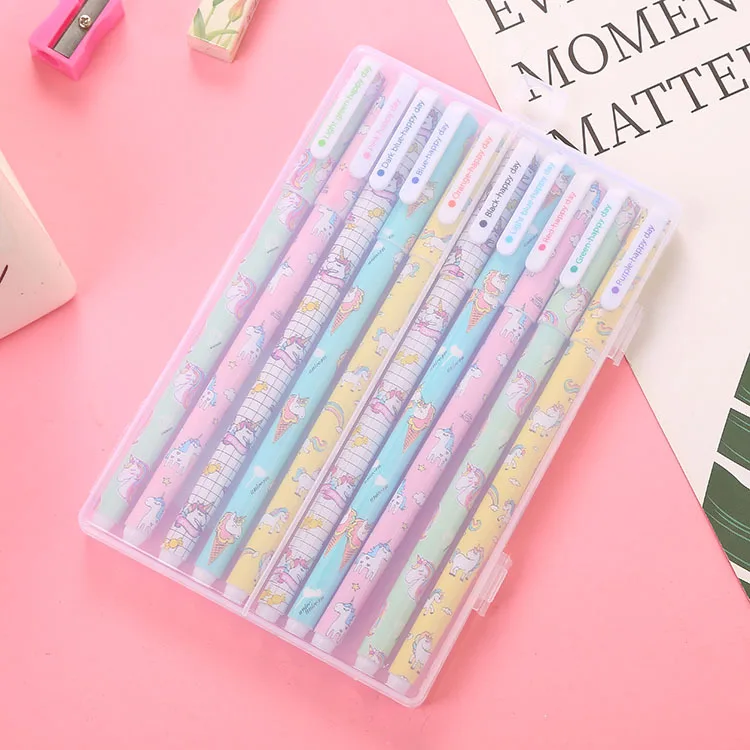 Wholesale Kawaii Gift School Stationery 10 Colors Kids Cute Anime Gel Pen Custom Multi-Color Plastic Cartoon Ballpoint Pens