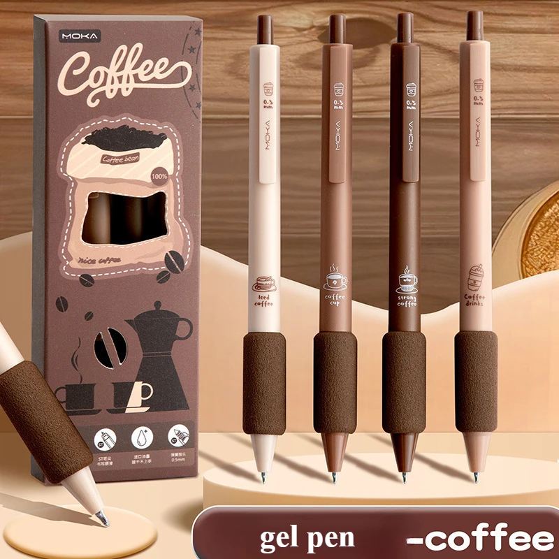 School supplies to protect finger soft gel pen 4pcs/box of black 0.5mm ballpoint pens set of pens for kids kawaii