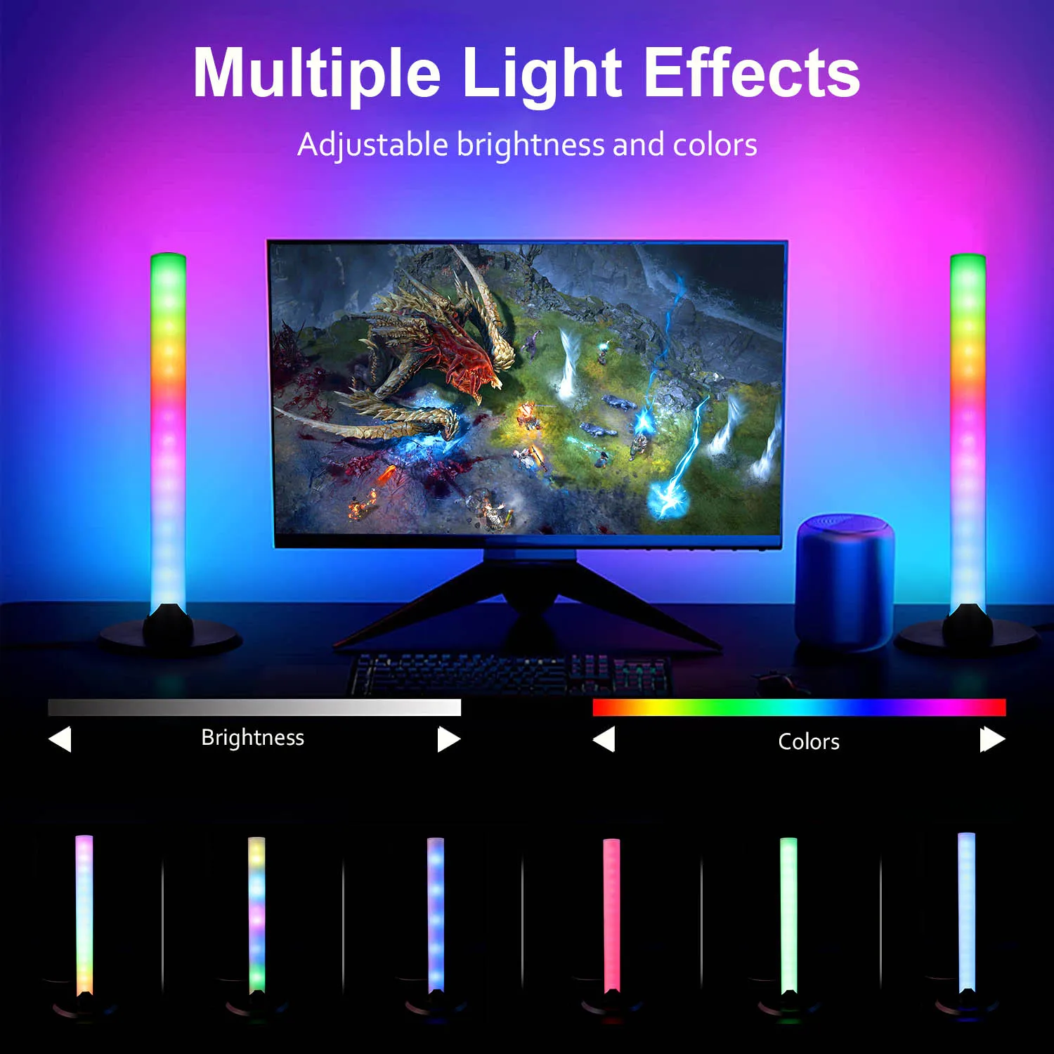 Desk Atmosphere RGB Night Light App Control TV Computer Decoration Lamp rgb Sound Control Led Light Motion Sensor Light Indoor