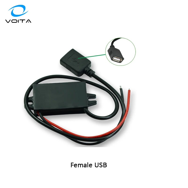 Power adapter 12v to 5v step down converter usb c micro female mini port for phone& car charging