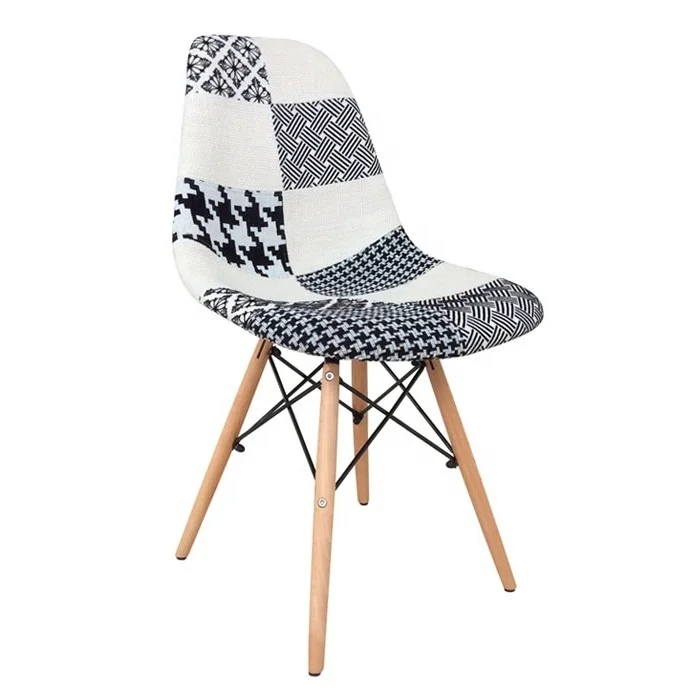 Multicolour Fabric patchwork armchair chair Scandinavian Stackable Chaise