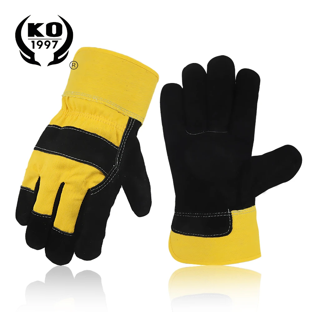 Best seller leather working work gloves men with stretchable wrist