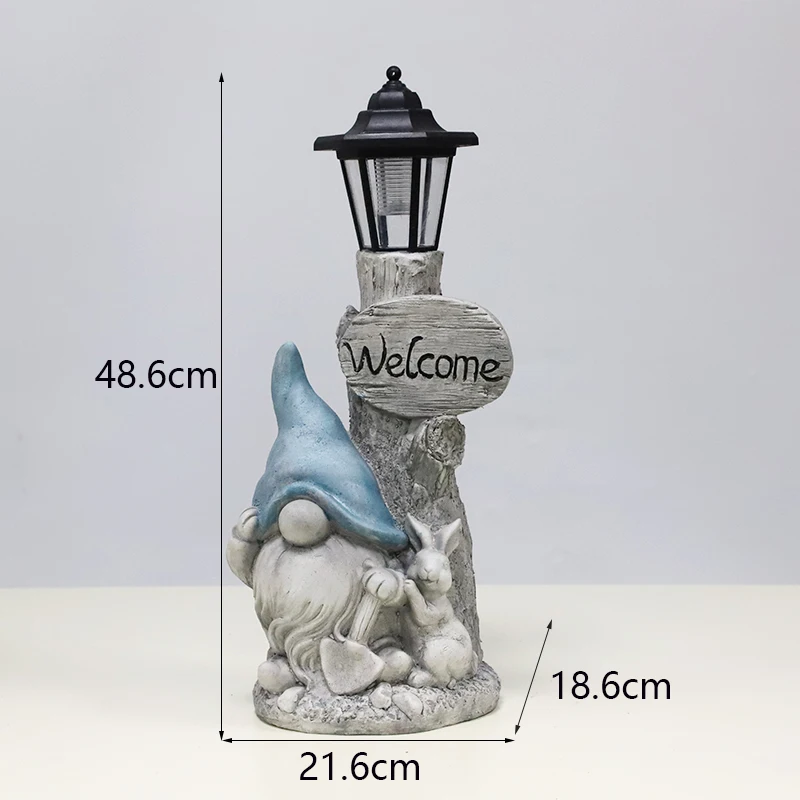 Redeco Wholesale Beach Gnome Statue Magnesia Crafts LED Solar Lamp Summer Gnomes Magnesium oxide Crafts For Gifts Garden Decor