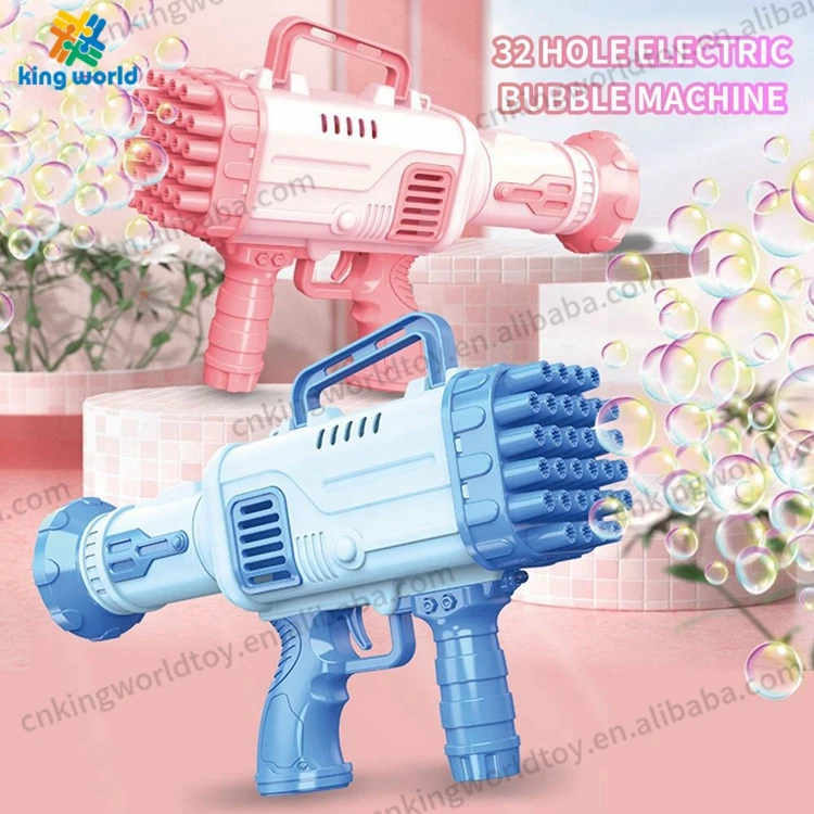 Electric Automatic Pistola De Burbujas Blower Rocket Boom Bubble Gun, Colorful Rich 32 Hole Bazooka Bubble Machine