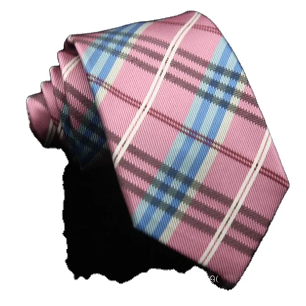 Dark Green and Pink Tartan Plaid Designer Neck Tie for Men Formal Logo Skinny Silk Tie with Stripes Checks Mens Polyester Ties