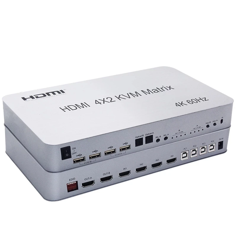 4K@60 4-port Matrix  KVM Switch 4X2  kvm switch 2 port dual monitor 4 port dual monitor KVM Switch Matrix Switcher  USB