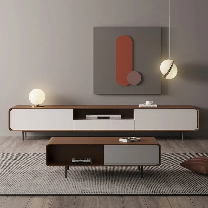 Wholesale Tea Table Modern TV Stand Cabinet Floor Standing TV Unit Wooden TV Bench With Iron Legs For Living Home Furniture