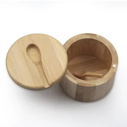 Household Kitchen Seasoning Bottle Bamboo Magnetic Rotating Spice Jars