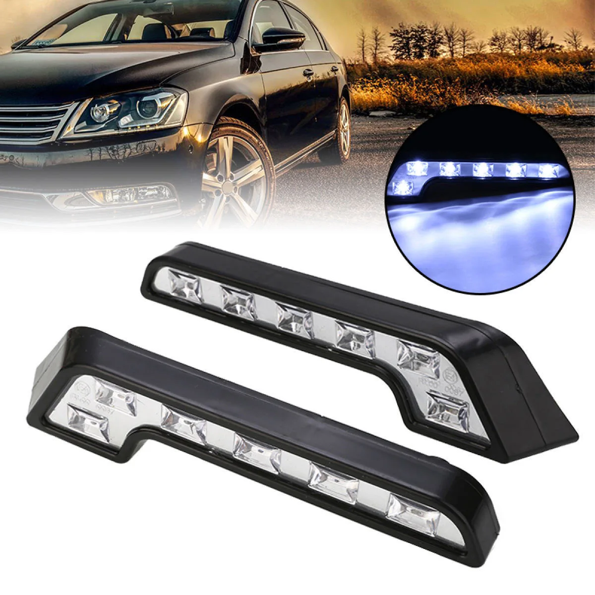 Hot sell universal 12 LED DRL 7-shaped car LED daytime running light
